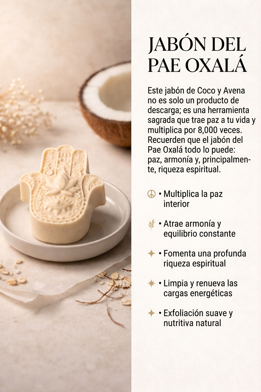 Jabón de Descarga Pae Oxalá | Coco & Avena para la Paz Interior